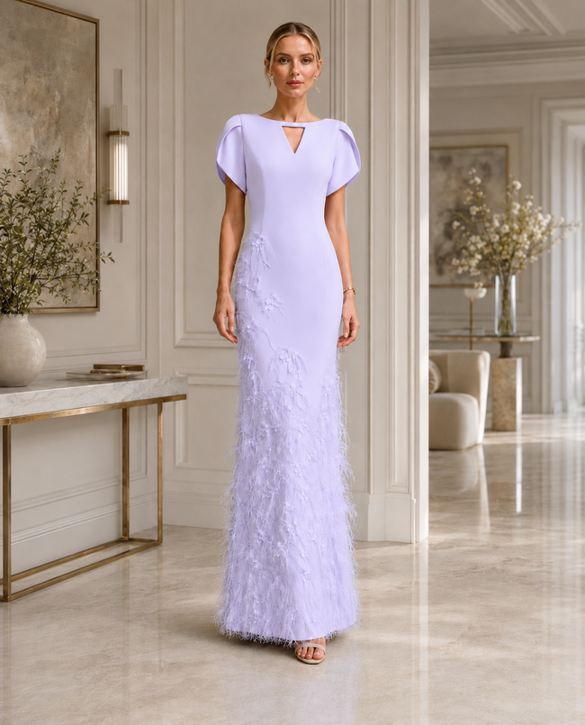 Lavender Column Mother of the Bride Dress - back view