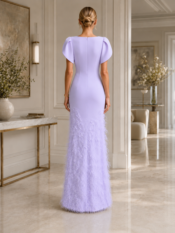 Lavender Column Mother of the Bride Dress