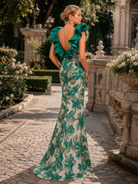 Emerald Floral Mother of the Bride Dress