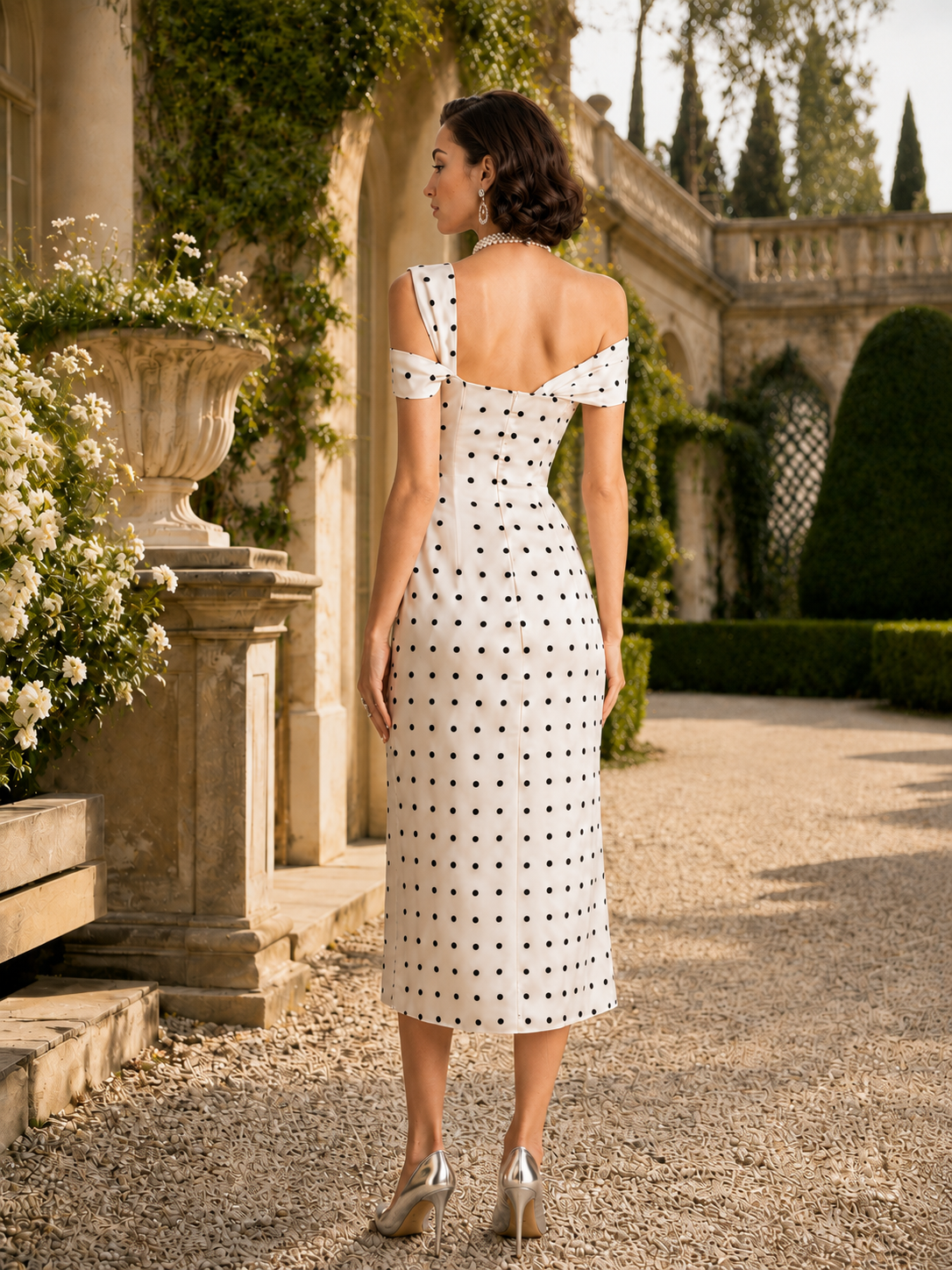 Ivory Midi Mother of the Bride Dress - back view