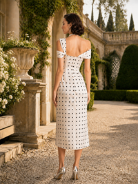 Ivory Midi Mother of the Bride Dress - back view